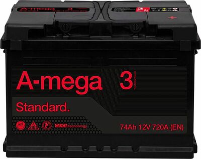 A-Mega Standard 6СТ-74 74 А/ч, 720 А (EN), обратная полярность (278x175x190)