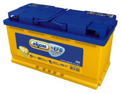 Аккумулятор АКОМ +EFB 6CT-90.1 90 А·ч 840 А (EN), прямая полярность, корпус L5, 353×175×190 мм