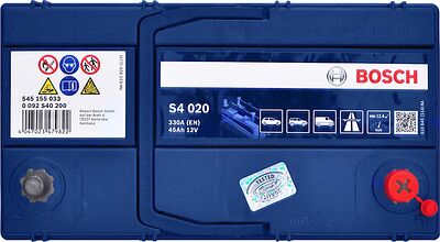 Bosch S4 0 092 S40 200 45 А/ч 330 А (EN), обратная полярность, 238×129×227 мм