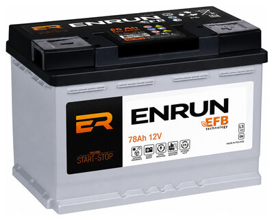 ENRUN EFB Start-Stop EE780 78 А/ч 750 А (EN), обратная полярность, 278×175×190 мм, L3
