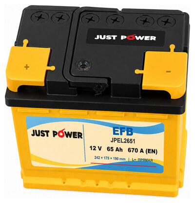 JUST POWER EFB JPEL2651 65 А·ч 670 А (EN), прямая полярность, 242x175x190 мм
