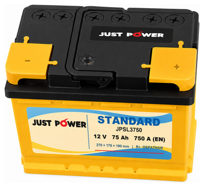 JUST POWER Standard JPSL3750 75 А·ч 750 А (EN), обратная полярность, 278x175x190 мм