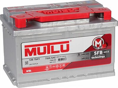 Mutlu SFB LB3.75.072.A 75 А/ч 720 А (EN), обратная полярность, 278×175×175 мм