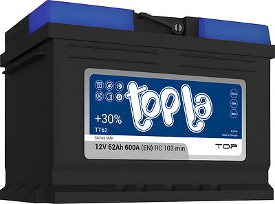 Topla Top TT62 (1031561) 62 А·ч 600 А (EN), обратная полярность, 242×175×175 мм