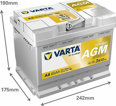Varta Dynamic AGM A8 60 А/ч 680 А (EN), обратная полярность, 242×175×190 мм, ETN 560901068