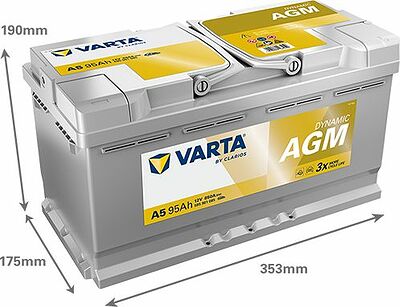 Varta Dynamic AGM A5 95 А/ч 850 А (EN), обратная полярность, 353×175×190 мм, ETN 595901085