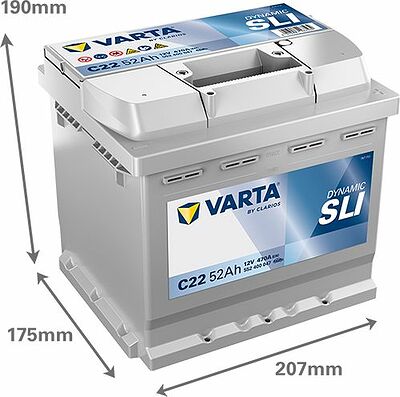 Varta Dynamic SLI C22 52 А/ч 470 А (EN), обратная полярность, 207×175×190 мм, ETN 552400047