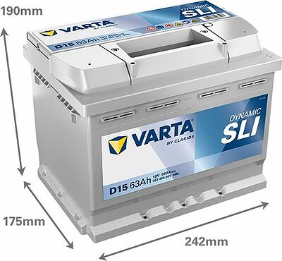Varta Dynamic SLI D15 63 А/ч 610 А (EN), обратная полярность, 242×175×190 мм, ETN 563400061