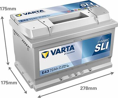 Varta Dynamic SLI E43 72 А/ч 680 А (EN), обратная полярность, 278×175×175 мм, ETN 572409068