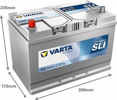 Varta Dynamic SLI G8 95 А/ч 830 А (EN), прямая полярность, 306×173×225 мм, ETN 595405083