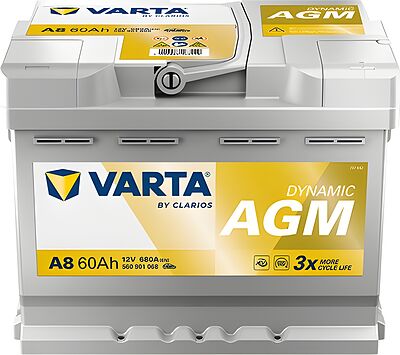 Varta Silver Dynamic AGM A8 60 А/ч, 680 А (EN), обратная полярность (242x175x190), код 560901068