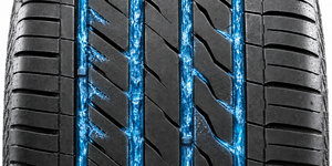 Technologie Vier Längsrillen verringern das Risiko von Aquaplaning.