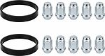Комплект крепежа Alutec/Rial №94: 10 закрытых гаек M12x1,25x34 и 2 кольца 76/66,1 мм, чёрные