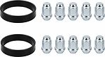 Комплект крепежа Alutec/Rial №96: 10 закрытых гаек M12x1,5x34 и 2 кольца 76/60,1 мм, чёрные