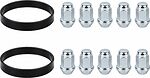 Комплект крепежа Alutec/Rial №98: 10 закрытых гаек M12x1,5x34 и 2 кольца 76/65,1 мм, чёрные