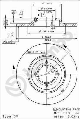 AP 14110 тормозной диск на TOYOTA STARLET универсал (KP6_)