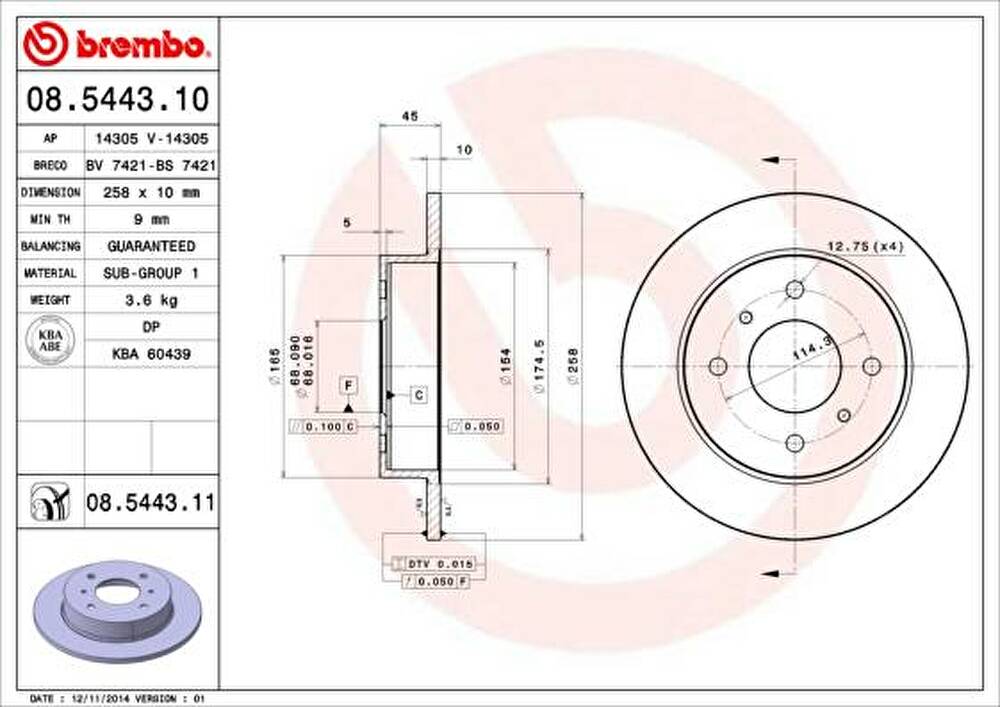 AP 14305 V тормозной диск на NISSAN PRIMERA (P10)
