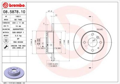 AP 14511 тормозной диск на DAIHATSU CHARADE III (G100, G101, G102)