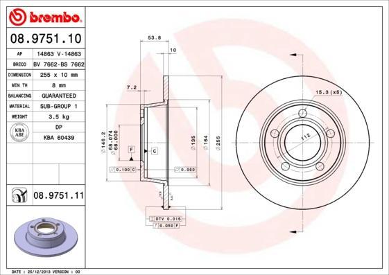 AP 14863 V тормозной диск на AUDI A6 (4B2, C5)