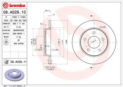 AP 14884 V тормозной диск на MAZDA 3 (BL)