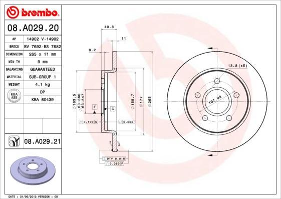 AP 14902 тормозной диск на FORD FOCUS II кабрио