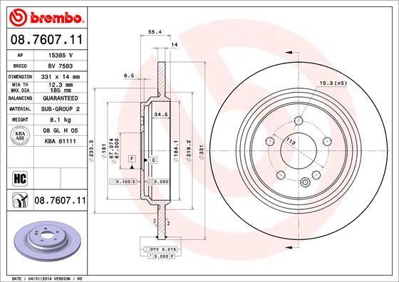 AP 15385 V тормозной диск на MERCEDES-BENZ M-CLASS (W163)