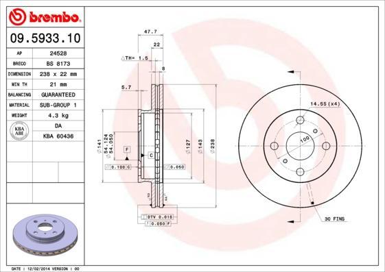 AP 24528 тормозной диск на TOYOTA CARINA II (_T17_)