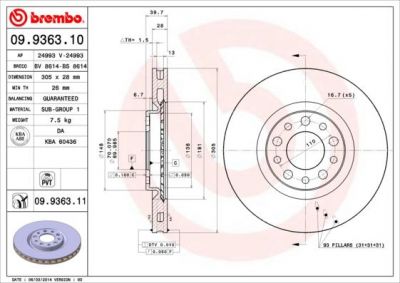 AP 24993 тормозной диск на ALFA ROMEO 159 (939)