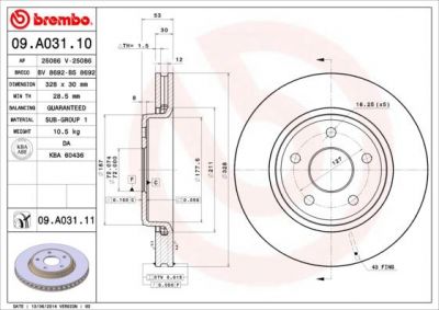 AP 25086 тормозной диск на JEEP GRAND CHEROKEE III (WH, WK)