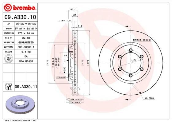 AP 25105 V тормозной диск на SSANGYONG MUSSO (FJ)
