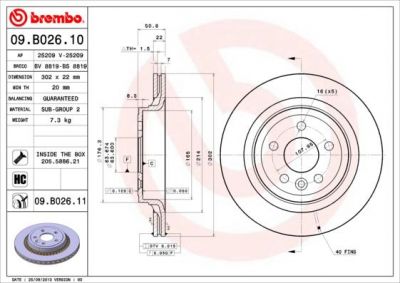 AP 25209V диск тормозной (изготовитель Brembo, Italy)