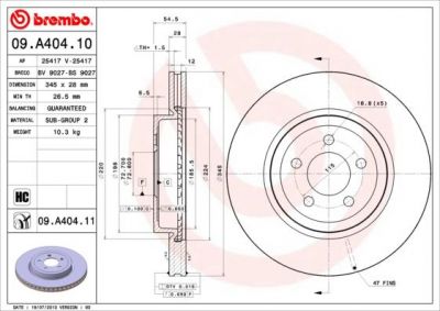 AP 25417 тормозной диск на CHRYSLER 300 C Touring (LX)