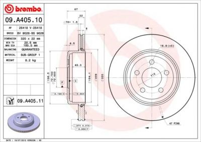 AP 25418 V тормозной диск на CHRYSLER 300 C Touring (LX)