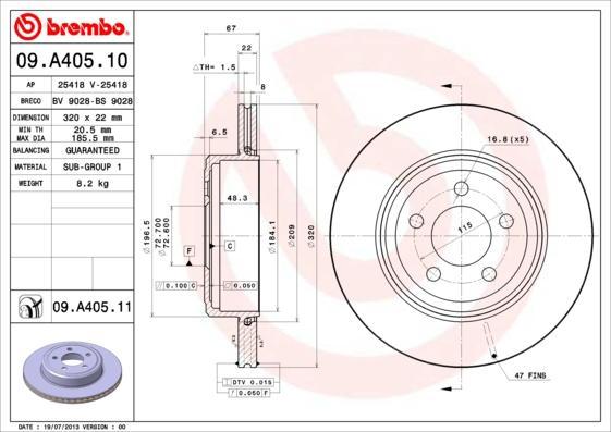 AP 25418 V тормозной диск на CHRYSLER 300 C Touring (LX)