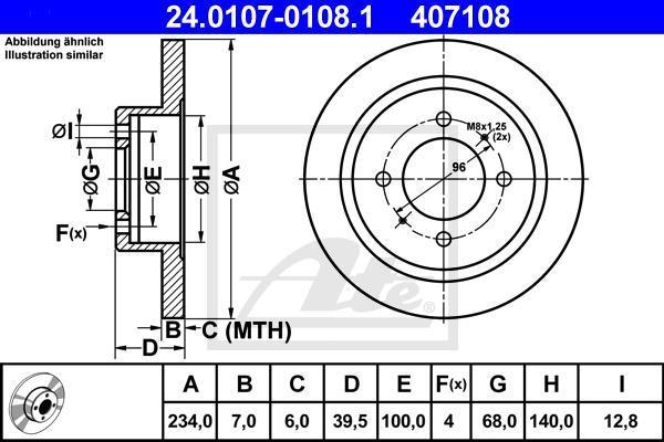 ATE 24.0107-0108.1 тормозной диск на NISSAN 100 NX (B13)