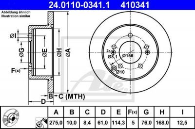 ATE 24011003411 24.0110-0341.1 диск тормозной задний! KIA Carens 2.0/2.0D 05/06>