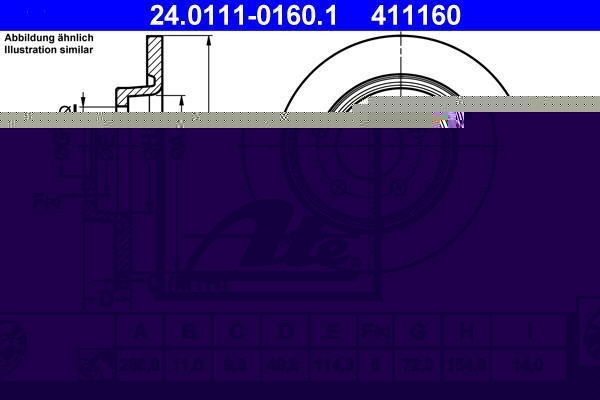 ATE 24.0111-0160.1 тормозной диск на MAZDA 3 седан (BL)