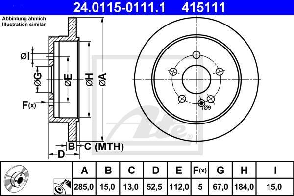 ATE 24.0115-0111.1 24.0115-0111.1 Диск торм. зад. MB W163 ML230, 270CDI, 320, 350