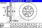 ATE 24.0117-0101.1 тормозной диск на HONDA CIVIC I Shuttle (AN, AR)