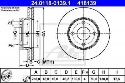 ATE 24.0118-0139.1 тормозной диск на NISSAN MICRA II (K11)