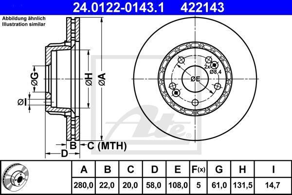 ATE 24.0122-0143.1 тормозной диск на RENAULT 25 (B29_)