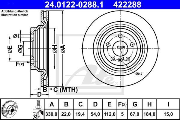 ATE 24.0122-0288.1 тормозной диск на MERCEDES-BENZ GLE (W166)