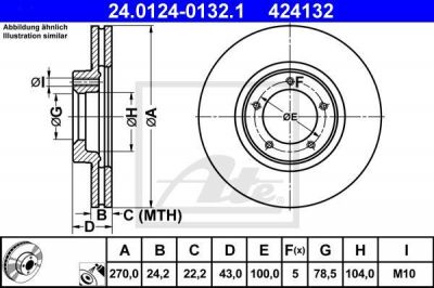 ATE 24.0124-0132.1 тормозной диск на FORD TRANSIT c бортовой платформой/ходовая часть (E_ _)