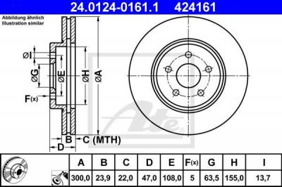 ATE 24.0124-0161.1 Диск торм. пер. Ford Mondeo III