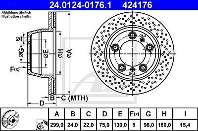 ATE 24.0124-0176.1 тормозной диск на PORSCHE 911 (996)