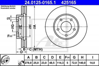 ATE 24.0125-0165.1 Диск торм. пер. Mazda 3, 5