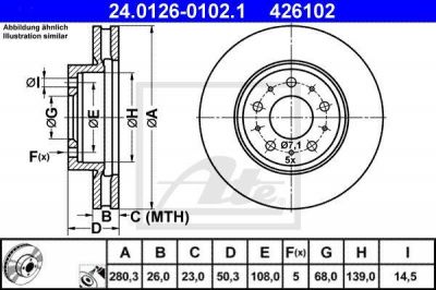 ATE 24.0126-0102.1 Диск торм. пер. Volvo 850, 960, C70, S70, V70, S90