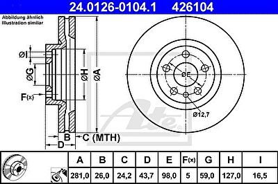 ATE 24.0126-0104.1 тормозной диск на PEUGEOT EXPERT фургон (222)