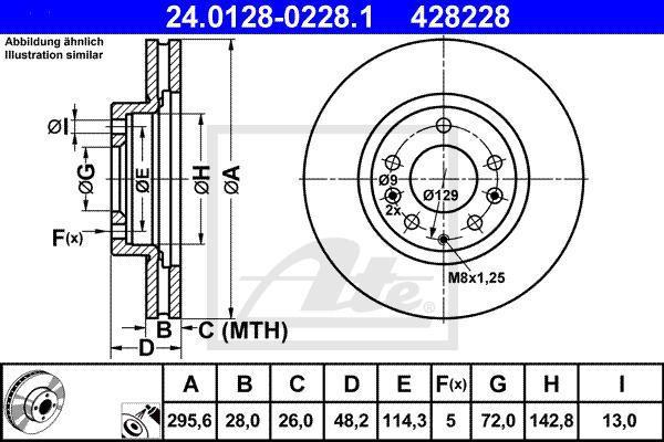 ATE 24.0128-0228.1 Диск торм.пер. MAZDA CX-7 2.3, 2.2 2007 ->