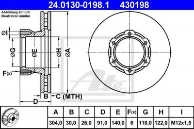 ATE 24.0130-0198.1 тормозной диск на MERCEDES-BENZ VARIO автобус